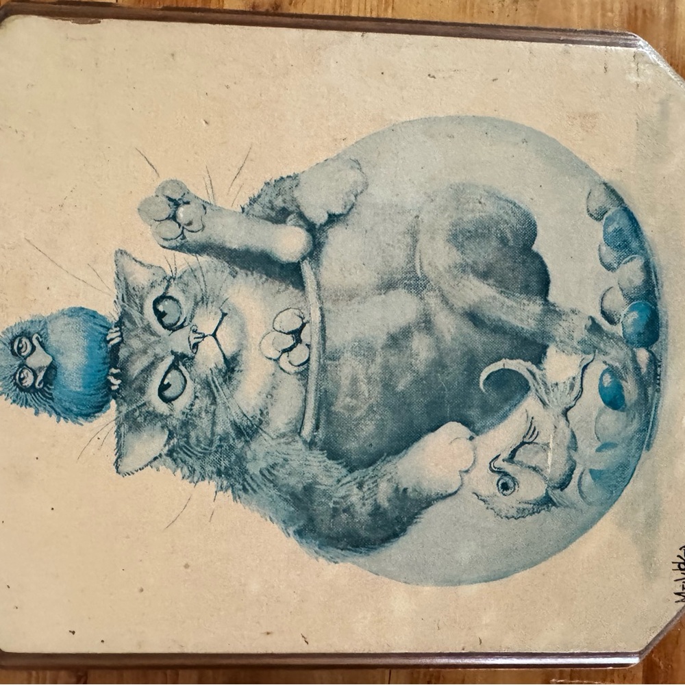 Cat Art Wall Decor Set - Blue and Brown - Picture 11 of 12